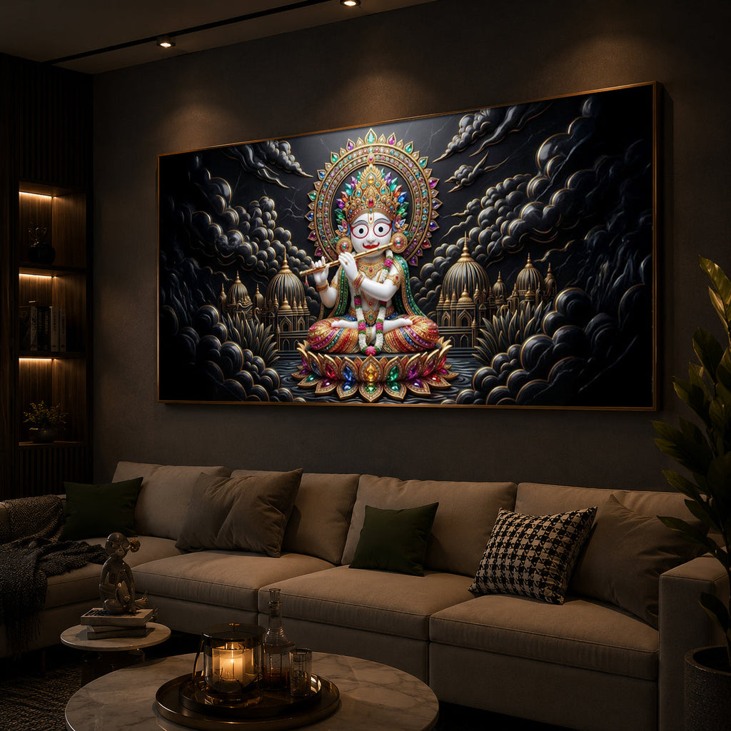Lord Jagannath Modern Luxury Backlight Horizontal Wall Art