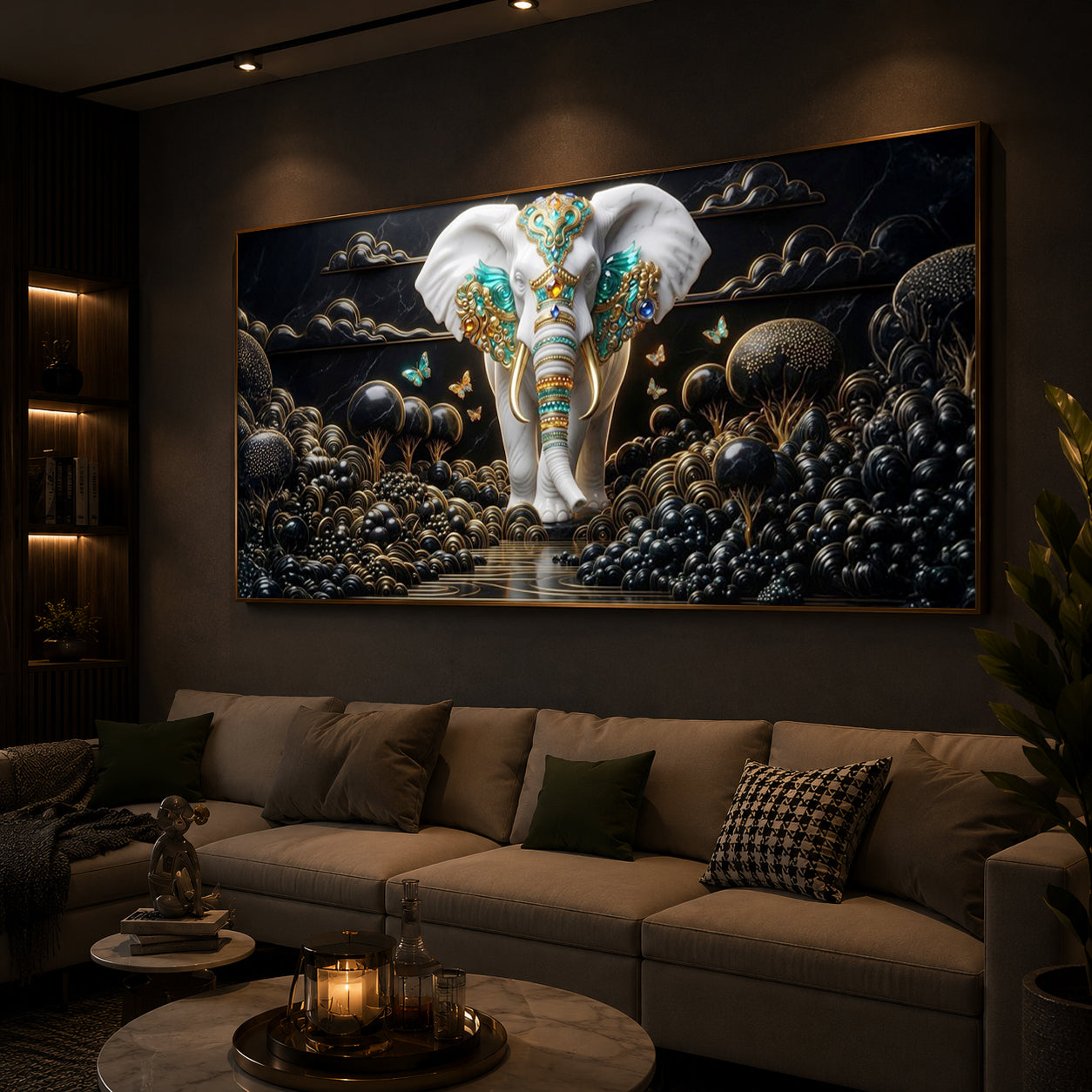 Majestic Elephant Modern Luxury Backlight Horizontal Wall Art
