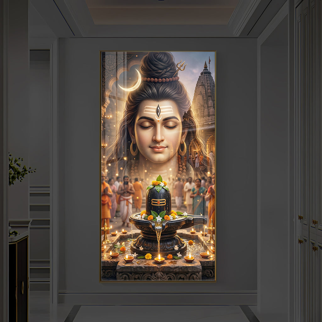 Lord Shiva Modern Luxury Backlight Vertical Wall Art