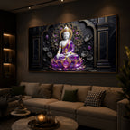 Buddha In Purple Robes Modern Luxury Backlight Horizontal Wall Art