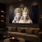 Generic Radha Krishna Modern Luxury Backlight Horizontal Wall Art