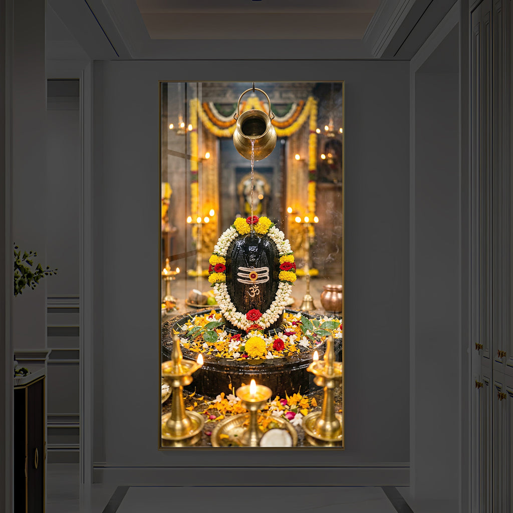 Somnath Jyotirlinga Modern Luxury Backlight Vertical Wall Art