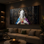 Sacred Heart Of Jesus Modern Luxury Backlight Horizontal Wall Art