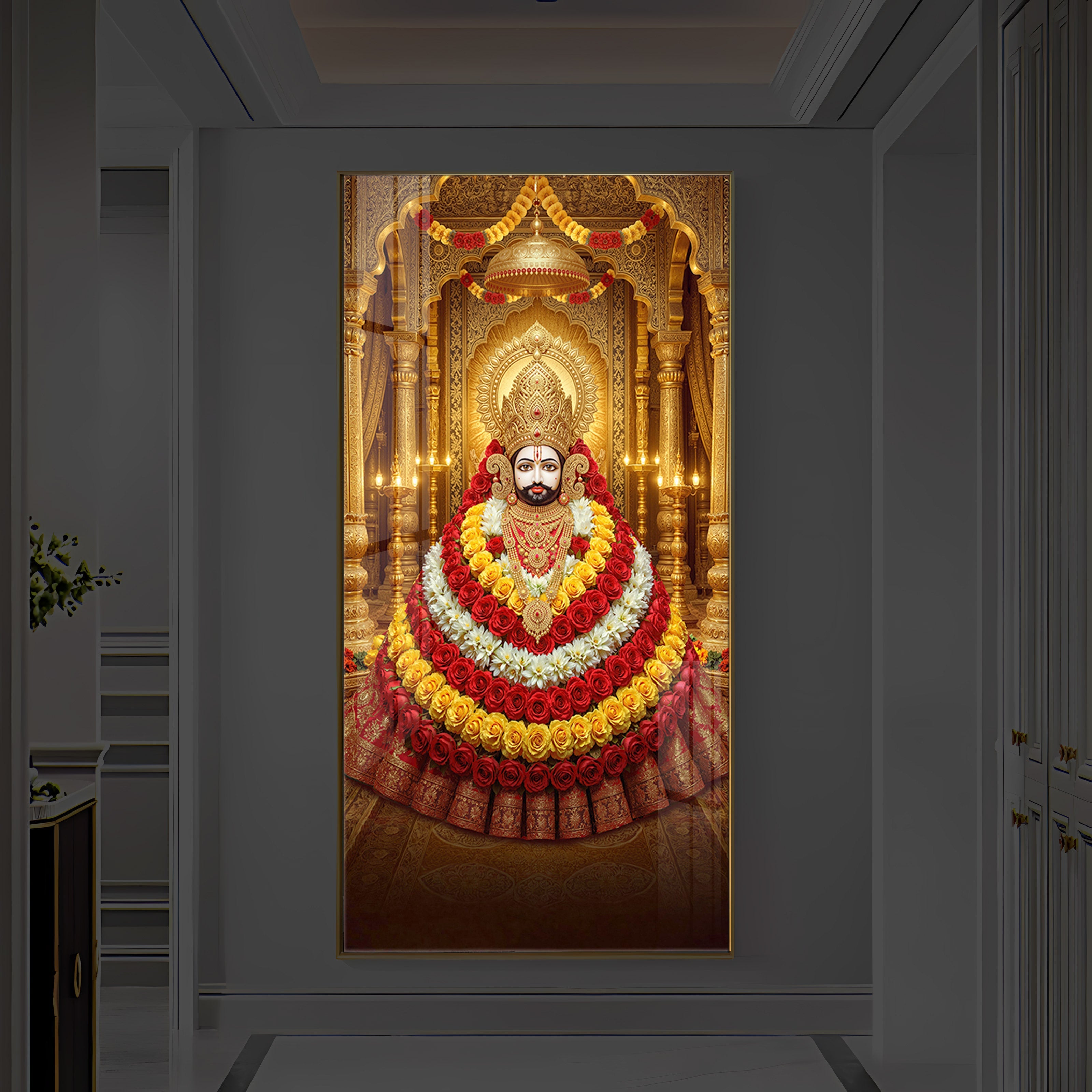 Khatu Shyam Baba Modern Luxury Backlight Vertical Wall Art