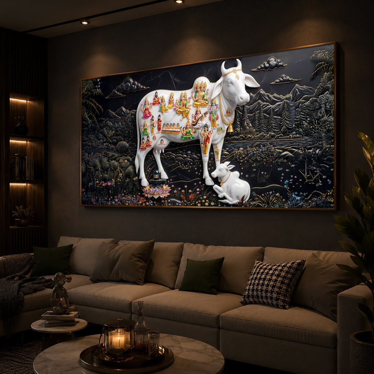 Decorative Kamdhenu Modern Luxury Backlight Horizontal Wall Art