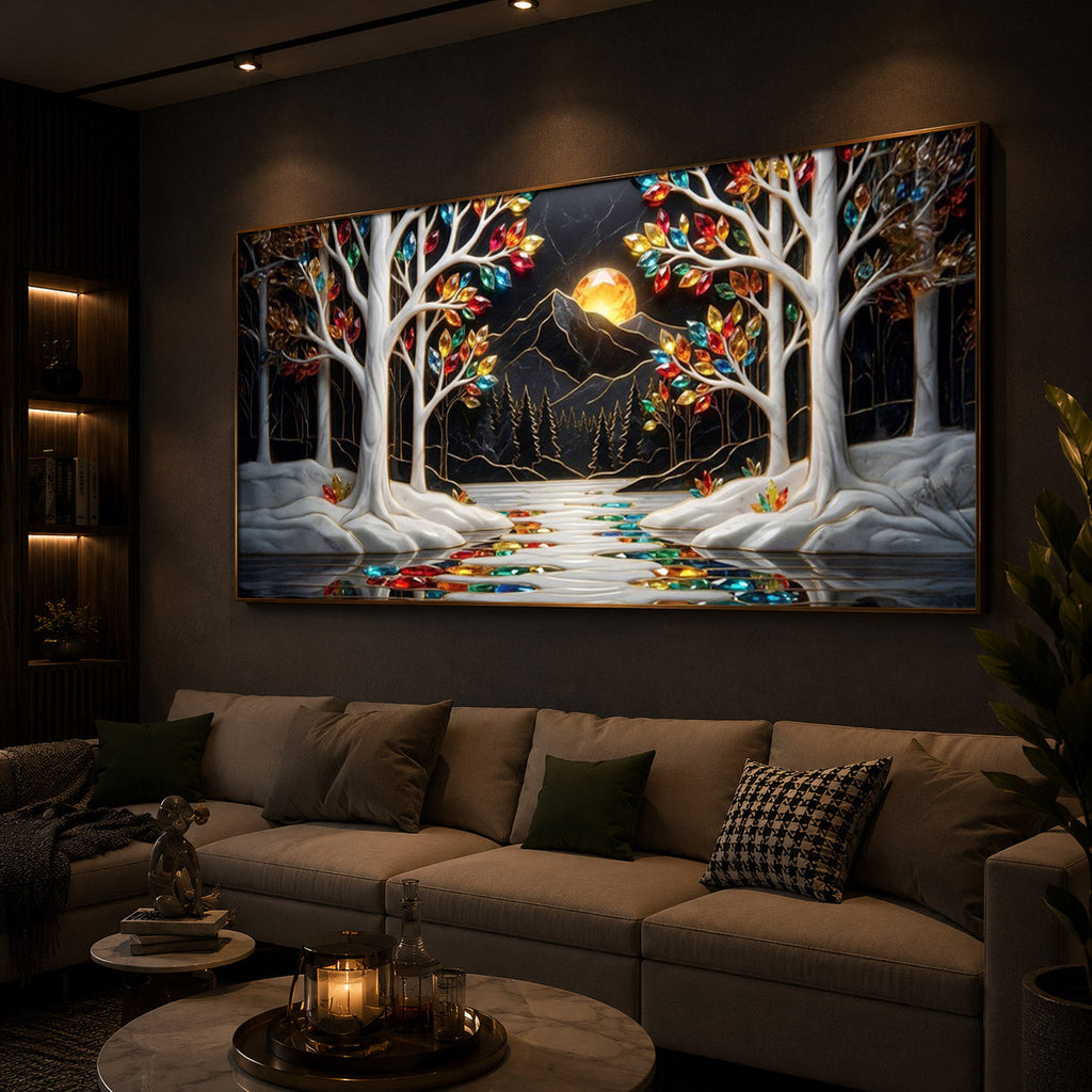 Tree Of Life Modern Luxury Backlight Horizontal Wall Art
