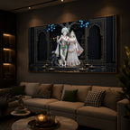 Radha Krishna With Flute Modern Luxury Backlight Horizontal Wall Art