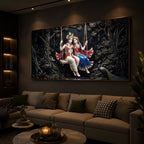 Radha Krishna Swing Modern Luxury Backlight Horizontal Wall Art