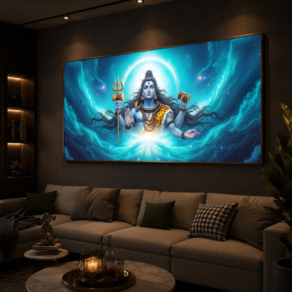 Cosmic Shiva Modern Luxury Backlight Horizontal Wall Art