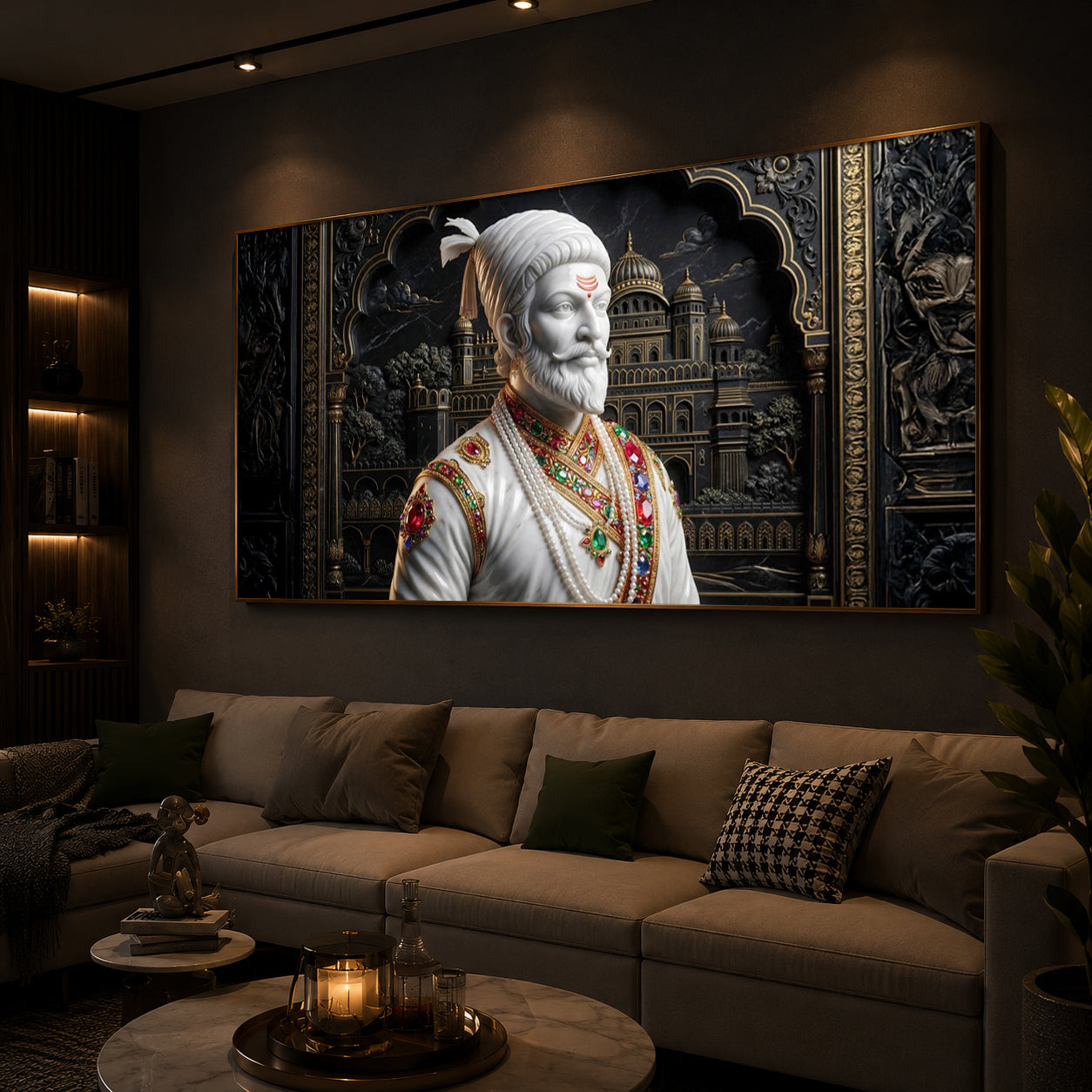 Veer Chhatrapati Shivaji Maharaj Modern Luxury Backlight Horizontal Wall Art