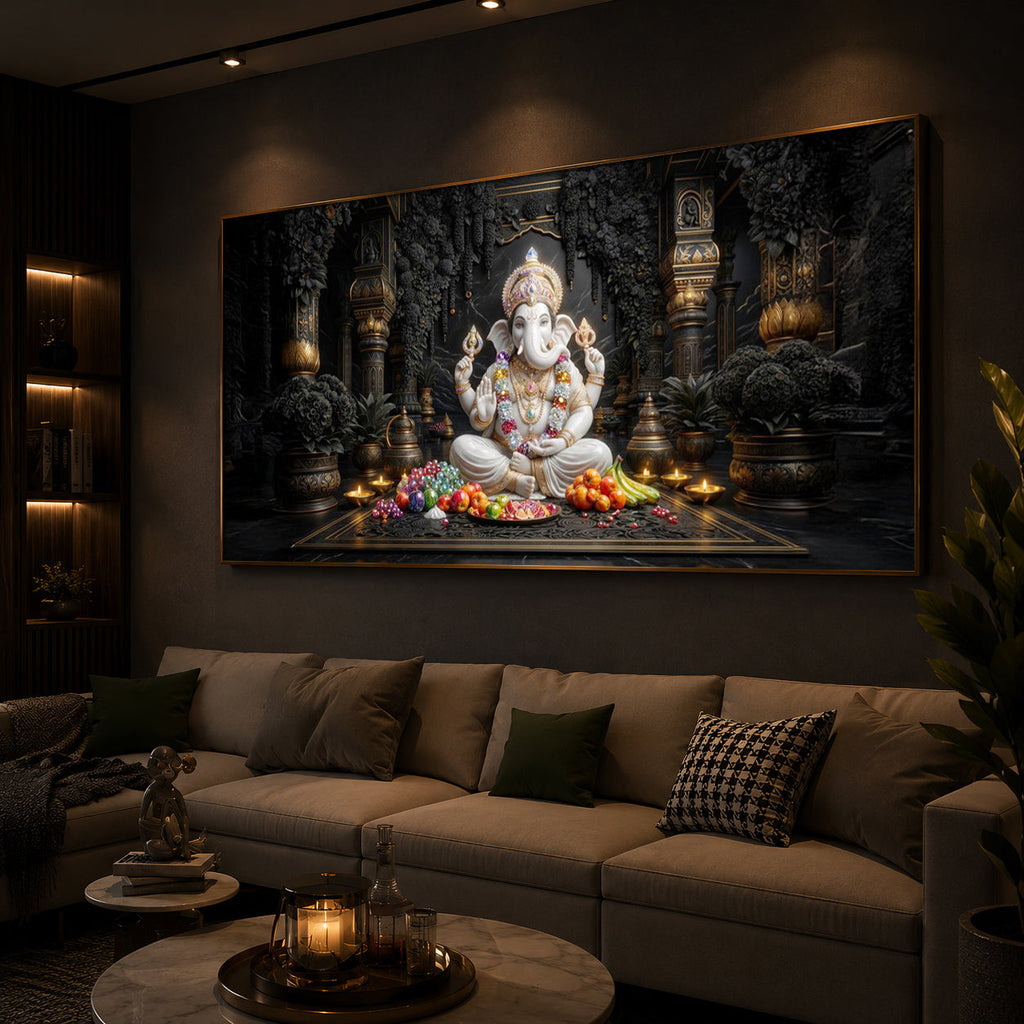 Lord Ganesha Modern Luxury Backlight Horizontal Wall Art