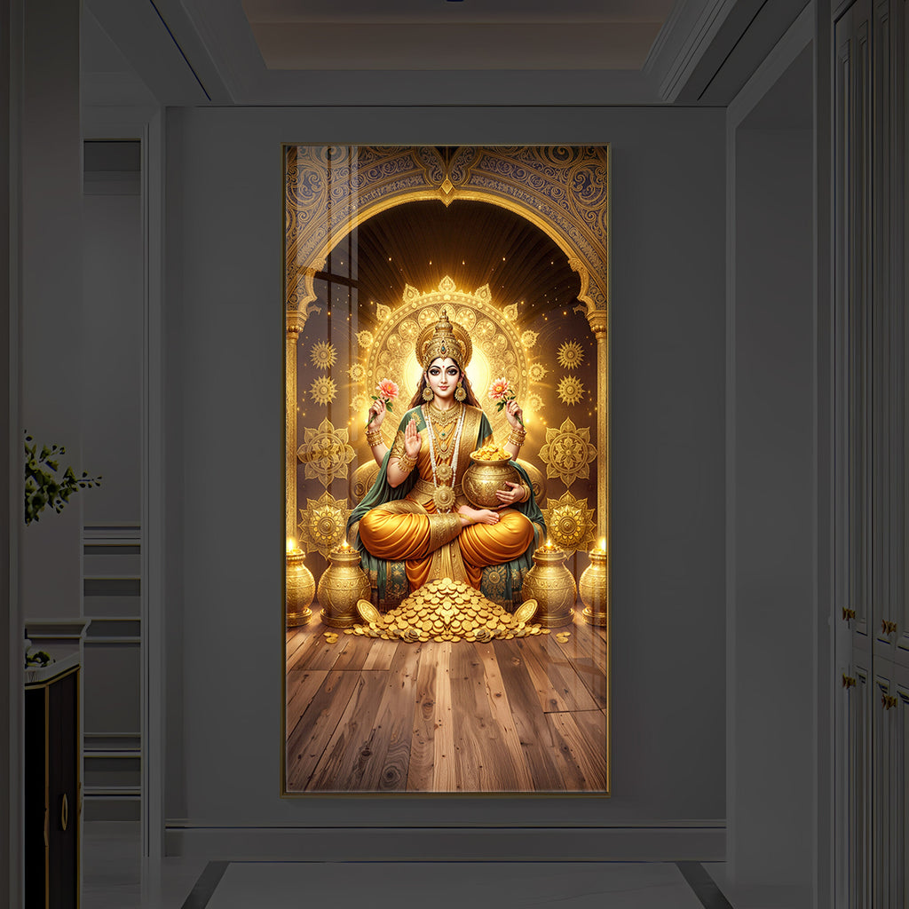 Goddess Lakshmi Maa Modern Luxury Backlight Vertical Wall Art