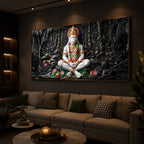 Lord Hanuman Modern Luxury Backlight Horizontal Wall Art
