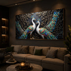 Serene Peacock Modern Luxury Backlight Horizontal Wall Art