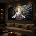 Divine Jesus Modern Luxury Backlight Horizontal Wall Art