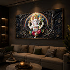 Divine Shree Ganesh Ji Modern Luxury Backlight Horizontal Wall Art
