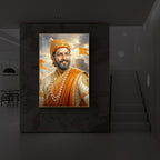 King Of Maratha Chhatrapati Shivaji Maharaj Modern Luxury Backlight Vertical Wall Art