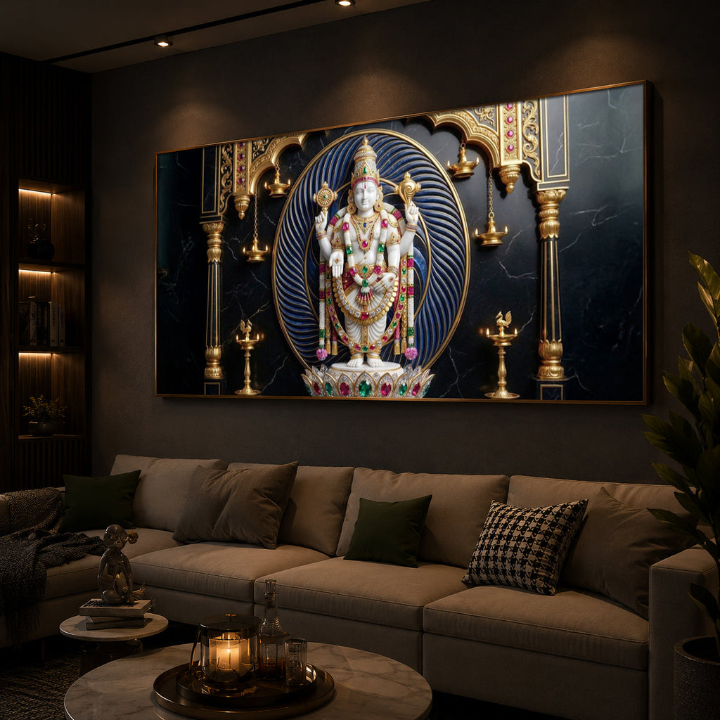 Lord Tirupati Balaji Modern Luxury Backlight Horizontal Wall Art