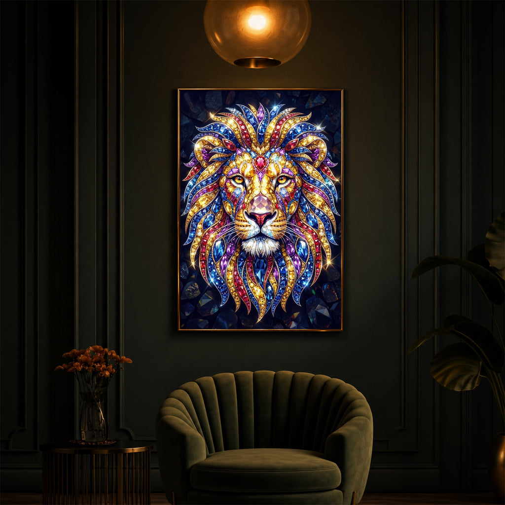 Imperial Lion Majesty Modern Luxury Backlight Vertical Wall Art