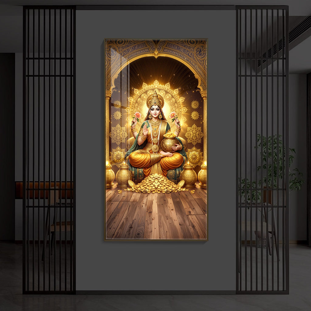 Goddess Lakshmi Maa Modern Luxury Backlight Vertical Wall Art