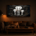 White Elephant Family Modern Luxury Backlight Horizontal Wall Art