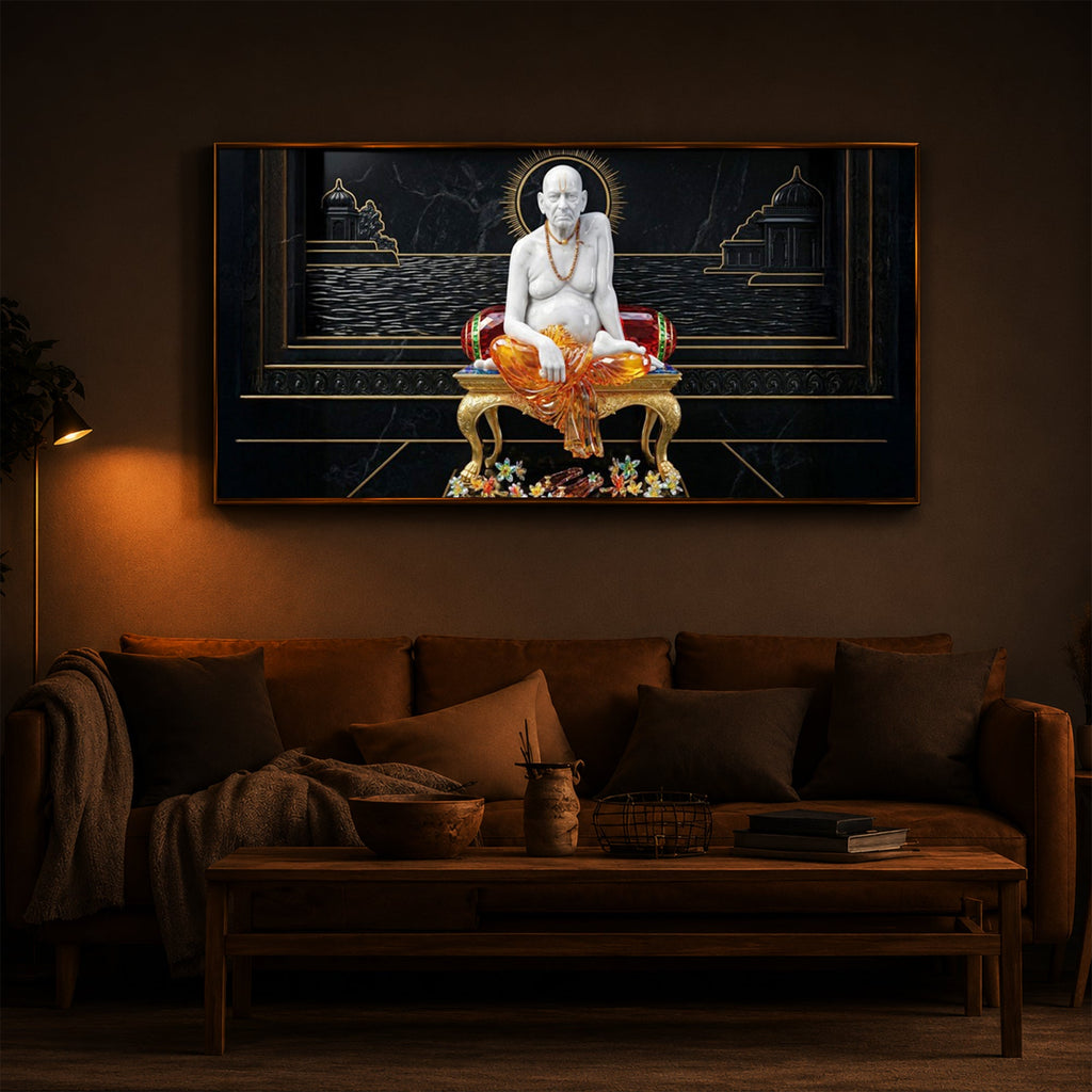 Swami Samarth Maharaj Modern Luxury Backlight Horizontal Wall Art