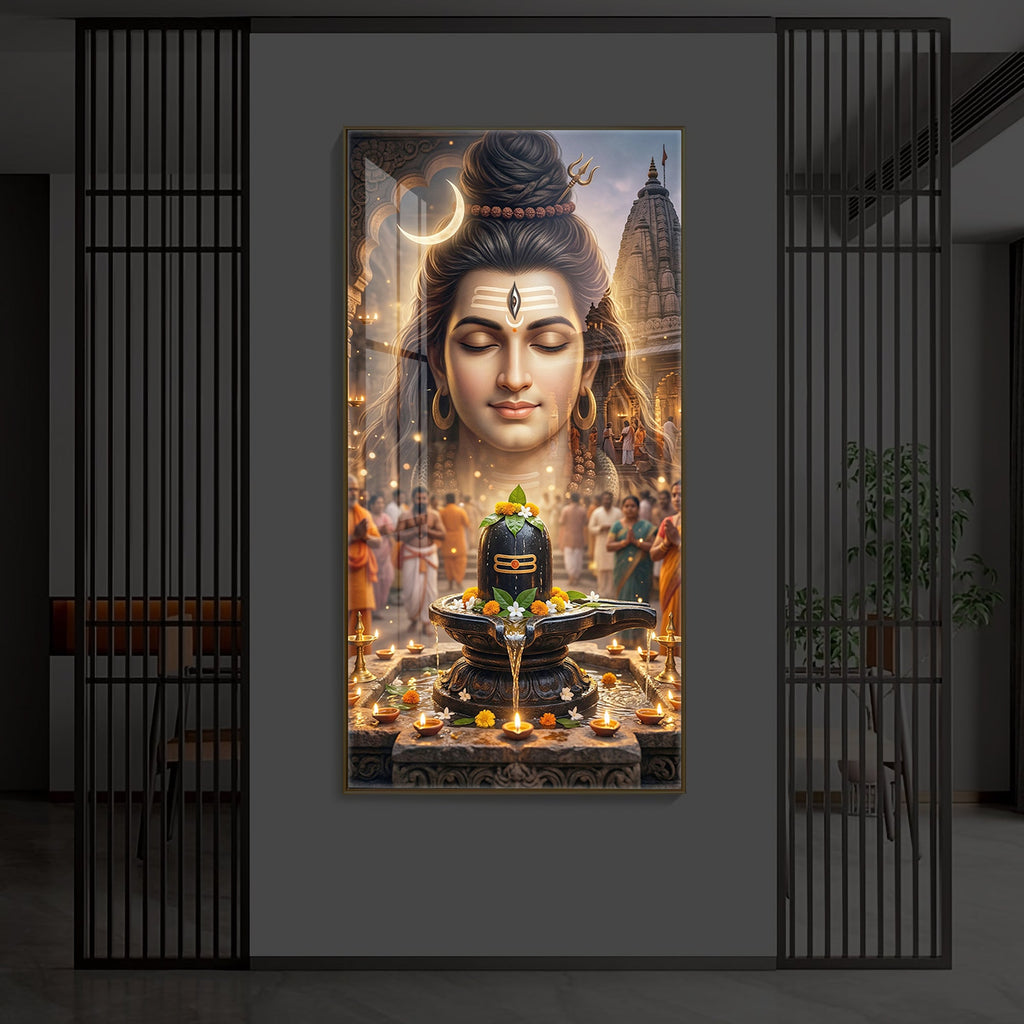 Lord Shiva Modern Luxury Backlight Vertical Wall Art