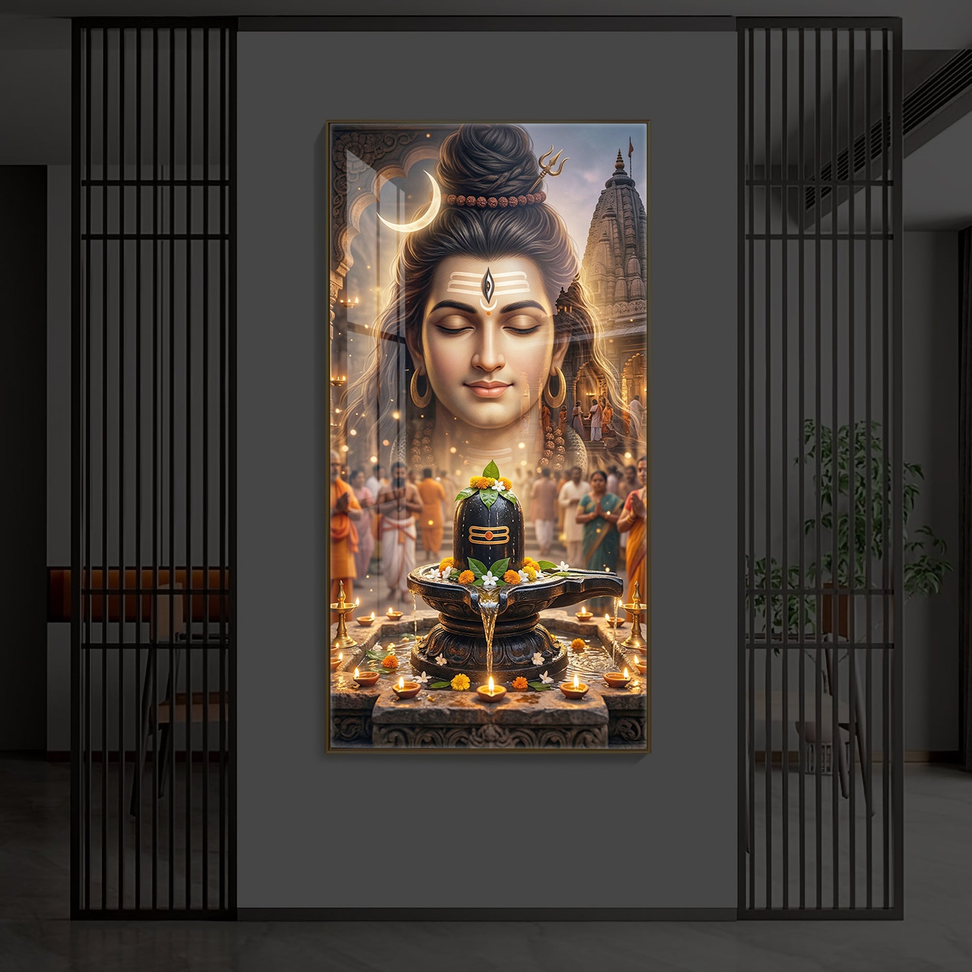 Lord Shiva Modern Luxury Backlight Vertical Wall Art