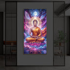 Lord Buddha Modern Luxury Backlight Vertical Wall Art