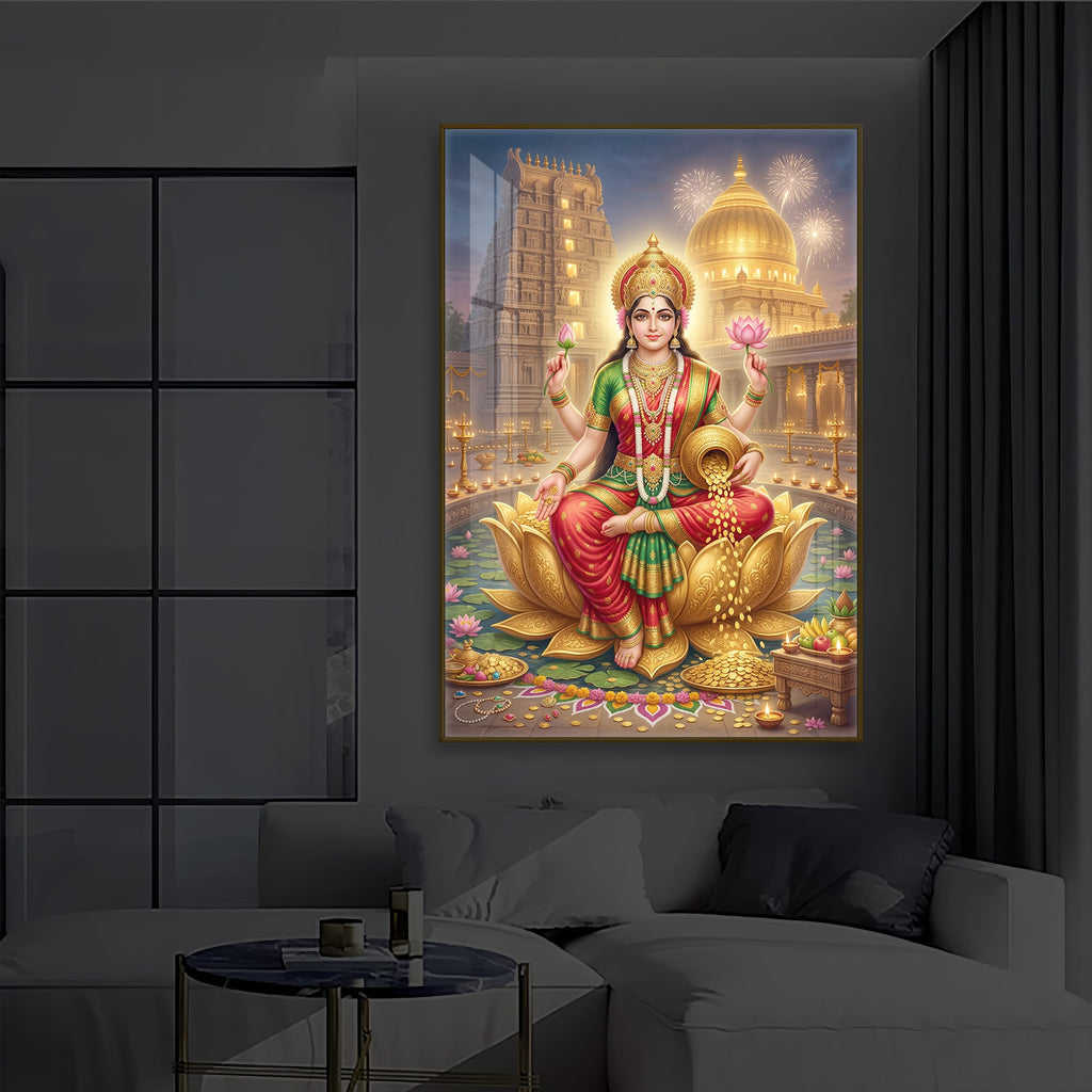 Lakshmi Ji Modern Luxury Backlight Vertical Wall Art