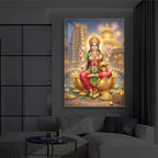 Lakshmi Ji Modern Luxury Backlight Vertical Wall Art