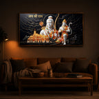 Lord Ram With Lord Hanuman Modern Luxury Backlight Horizontal Wall Art