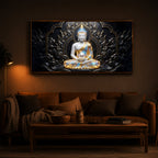 Meditating Buddha Ji Modern Luxury Backlight Horizontal Wall Art