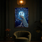 Blue Peacock Modern Luxury Backlight Vertical Wall Art