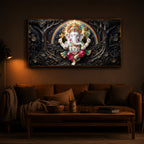 Divine Shree Ganesh Ji Modern Luxury Backlight Horizontal Wall Art