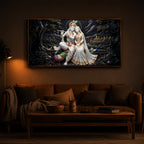 Divine Harmony Radha Krishna Modern Luxury Backlight Horizontal Wall Art