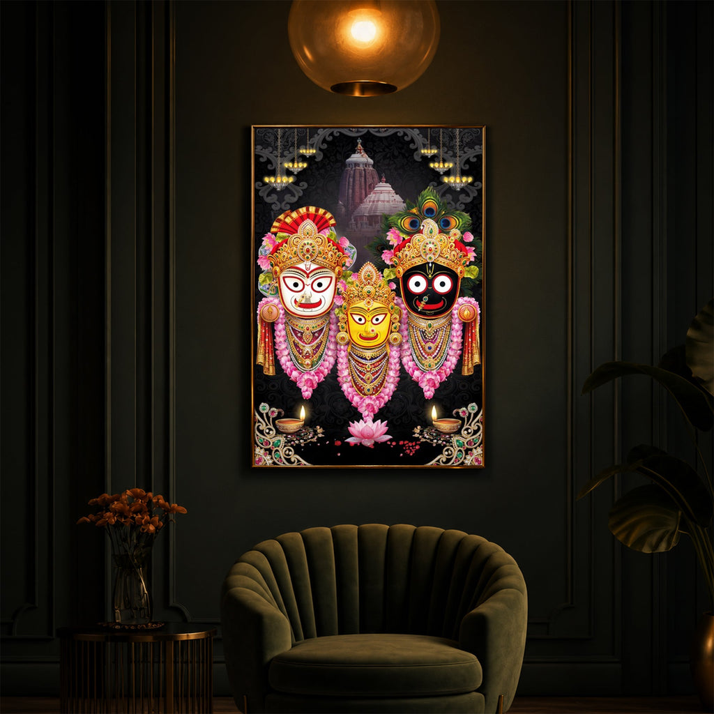 Lord Jagannath Modern Luxury Backlight Vertical Wall Art