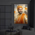 King Of Maratha Chhatrapati Shivaji Maharaj Modern Luxury Backlight Vertical Wall Art