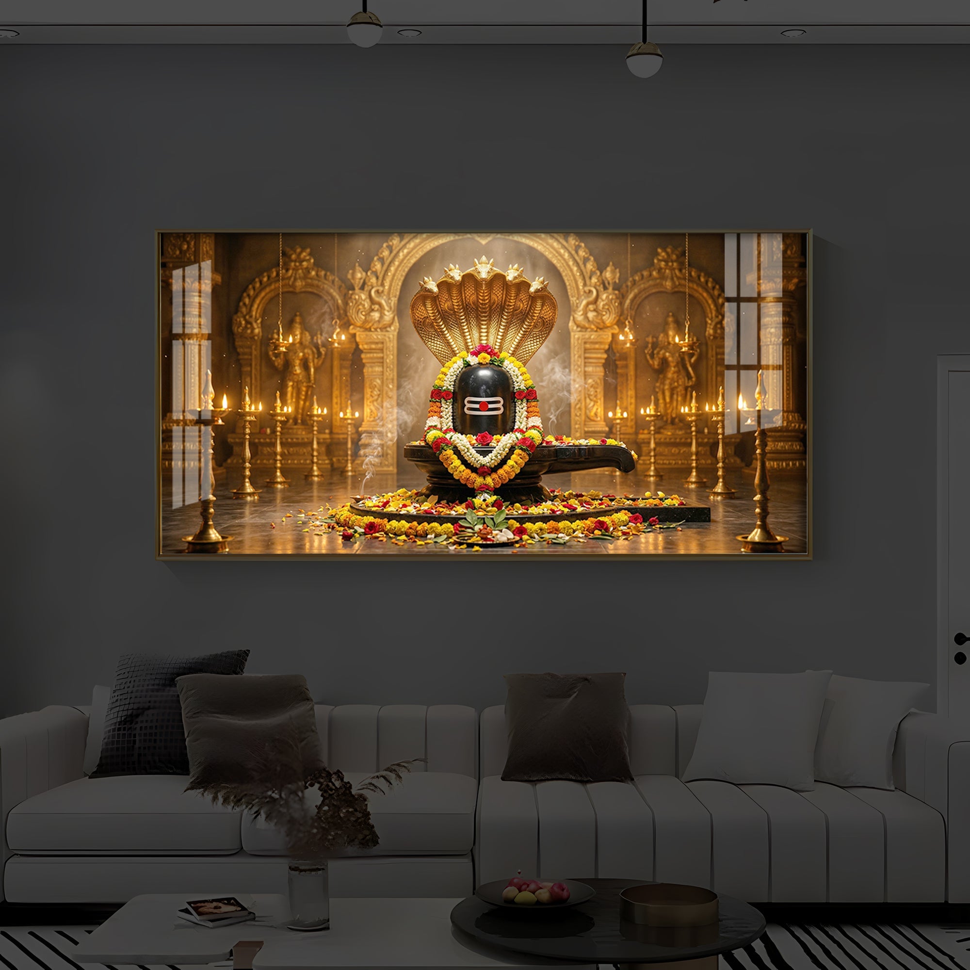 Bholenath Ji Modern Luxury Backlight Horizontal Wall Art