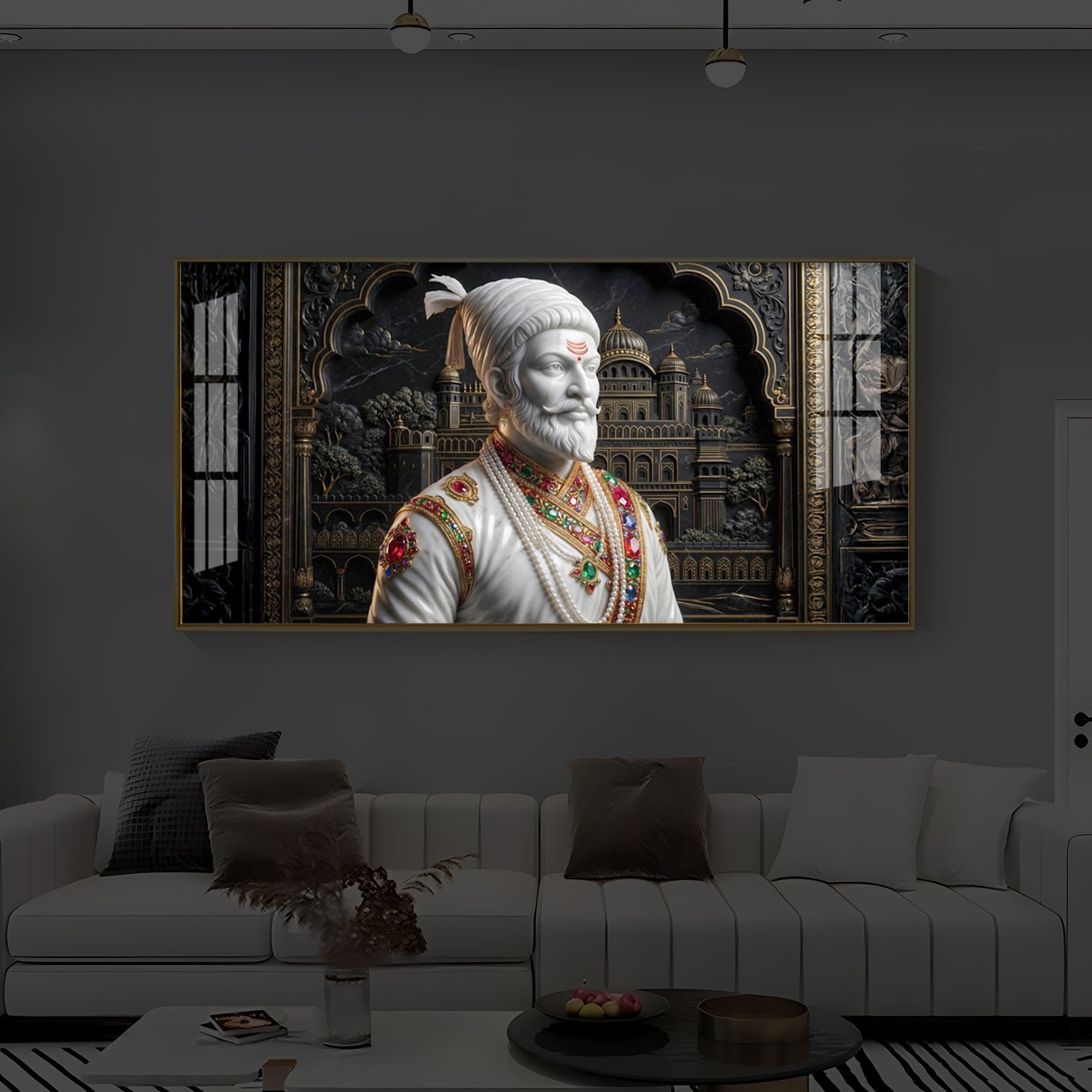 Veer Chhatrapati Shivaji Maharaj Modern Luxury Backlight Horizontal Wall Art