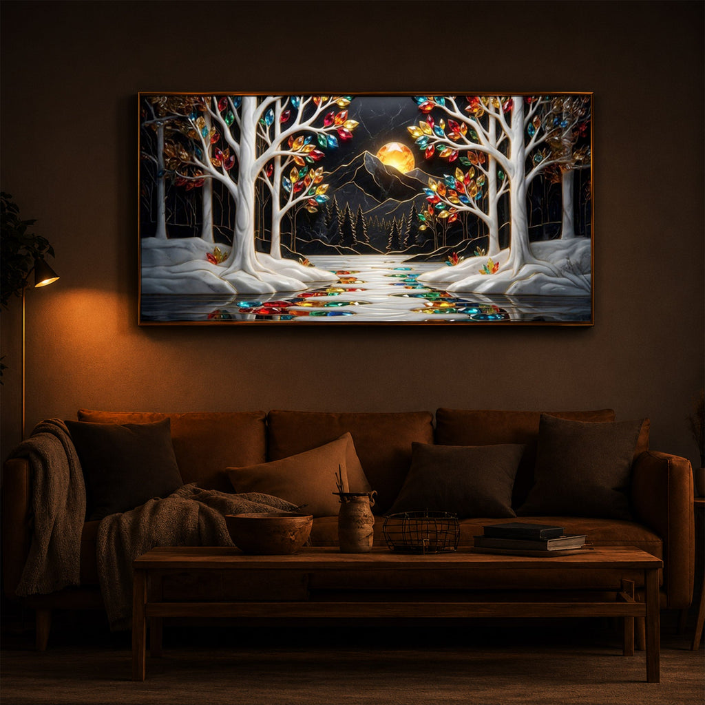Tree Of Life Modern Luxury Backlight Horizontal Wall Art