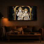 Lord Vishnu & Goddess Lakshmi Modern Luxury Backlight Horizontal Wall Art