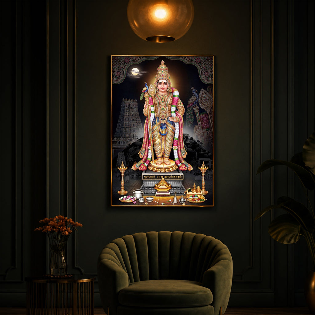 Lord Kartikeya Modern Luxury Backlight Vertical Wall Art
