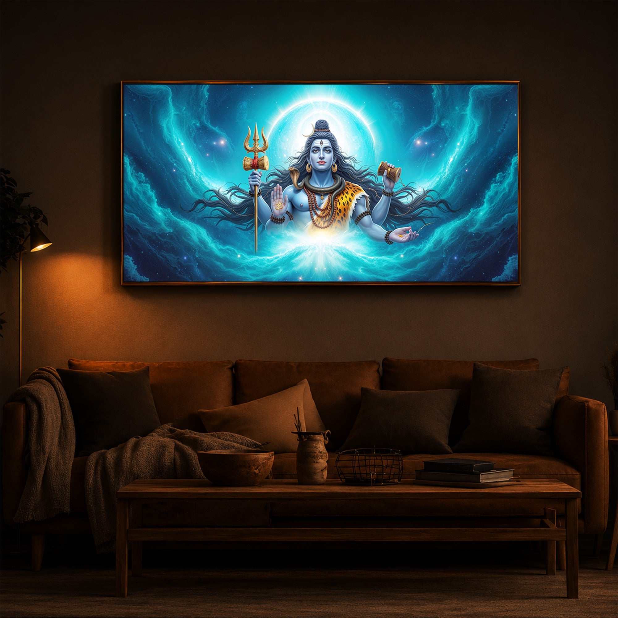 Cosmic Shiva Modern Luxury Backlight Horizontal Wall Art