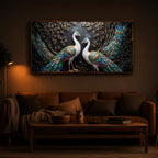 Serene Peacock Modern Luxury Backlight Horizontal Wall Art