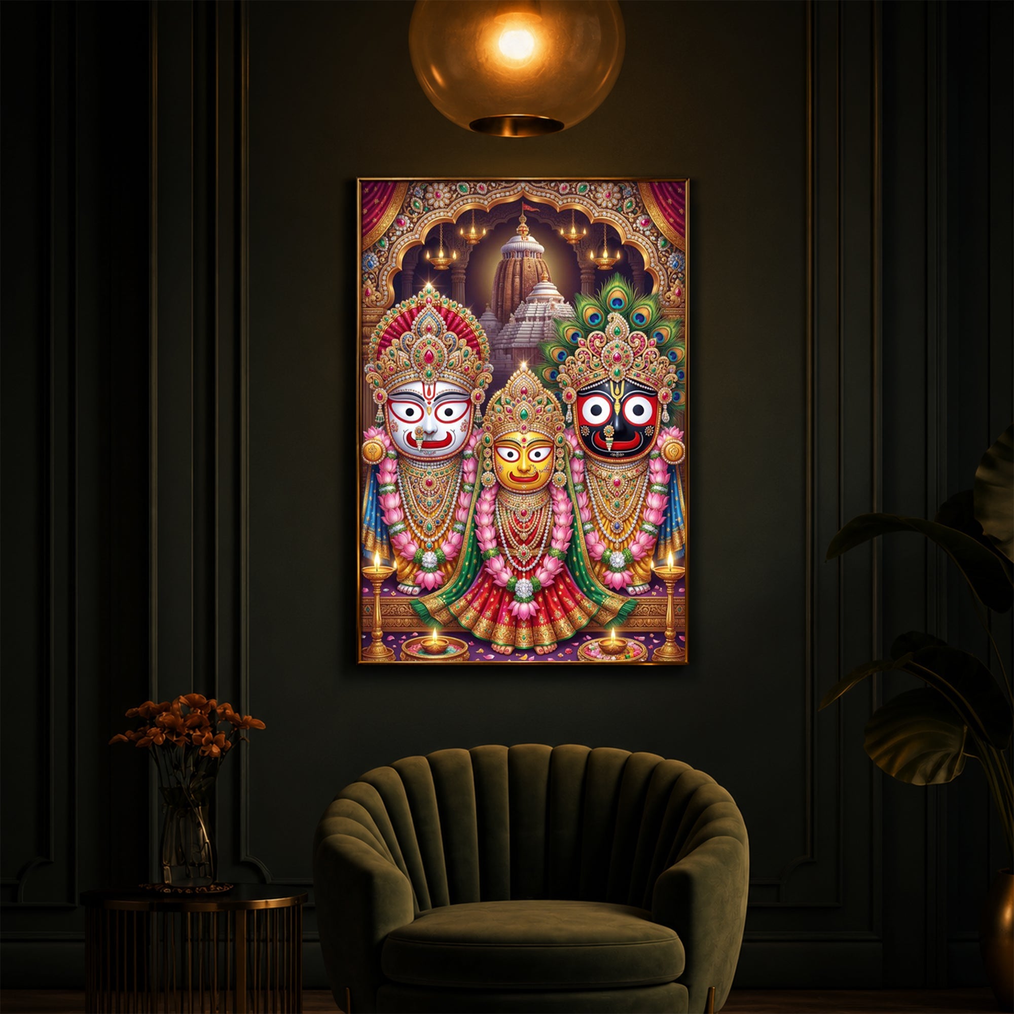 Blessings Of Lord Jagannath Modern Luxury Backlight Vertical Wall Art
