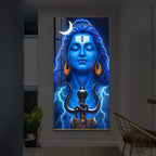 Lord Shiva Trishul Modern Luxury Backlight Vertical Wall Art