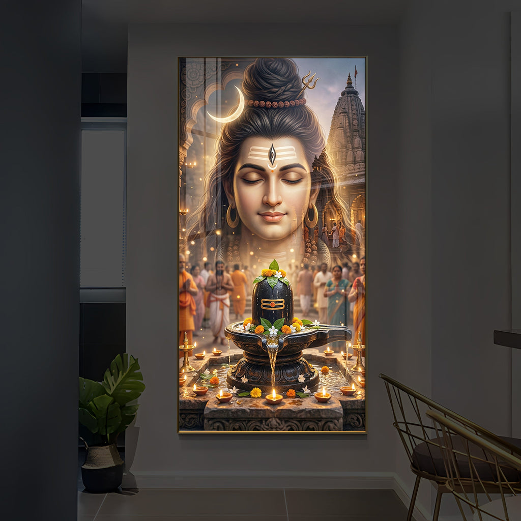 Lord Shiva Modern Luxury Backlight Vertical Wall Art