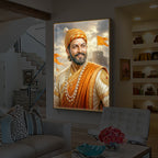 King Of Maratha Chhatrapati Shivaji Maharaj Modern Luxury Backlight Vertical Wall Art