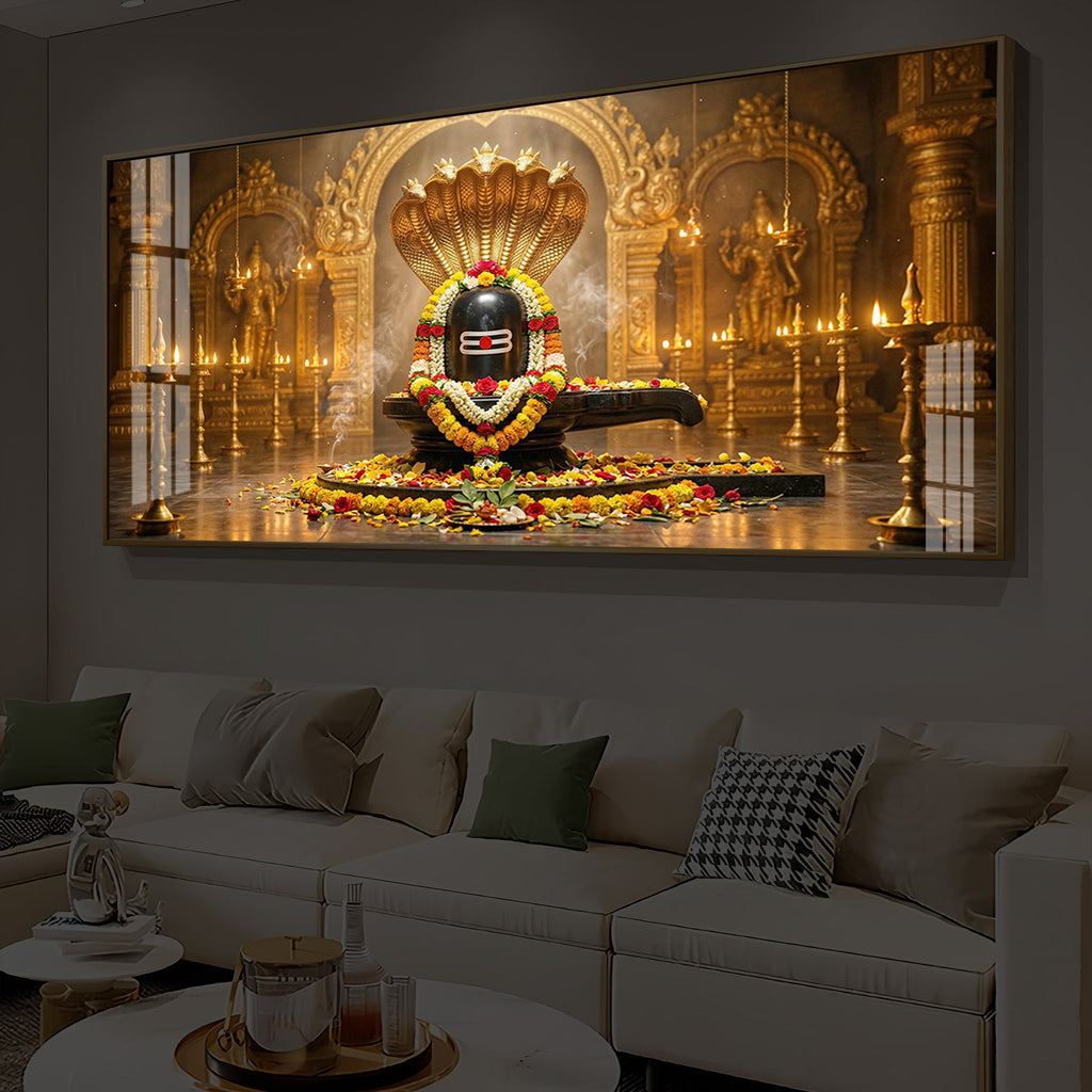 Bholenath Ji Modern Luxury Backlight Horizontal Wall Art